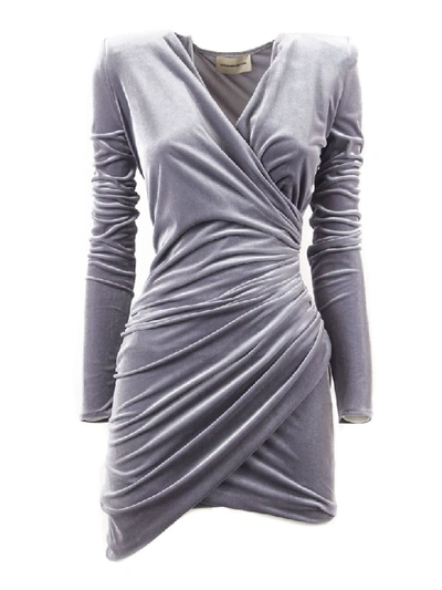 Shop Alexandre Vauthier Steel Grey Draped Mini Dress In Grigio