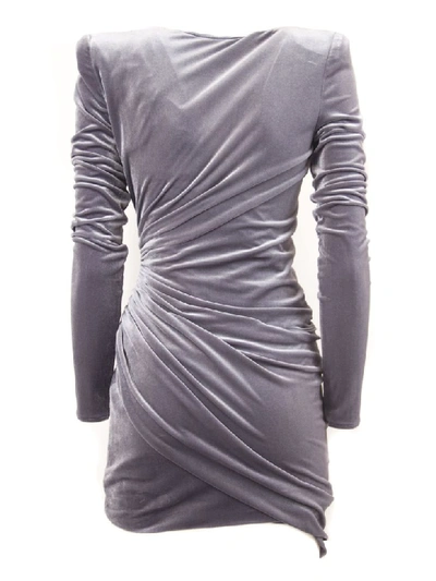 Shop Alexandre Vauthier Steel Grey Draped Mini Dress In Grigio