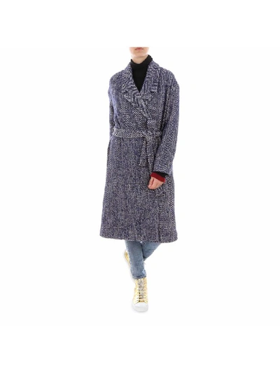 Shop Semicouture Coat In Blue