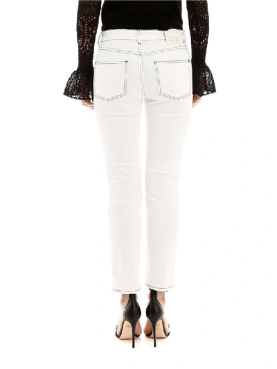 Shop Alexander Mcqueen Jeans With Contrast Seams In Chalk (white)