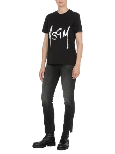 Shop Msgm Logo T-shirt In Black