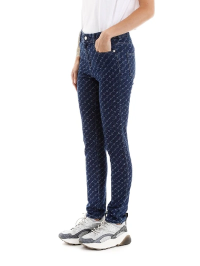 Shop Stella Mccartney Monogram Skinny Jeans In Darkest Blue (blue)