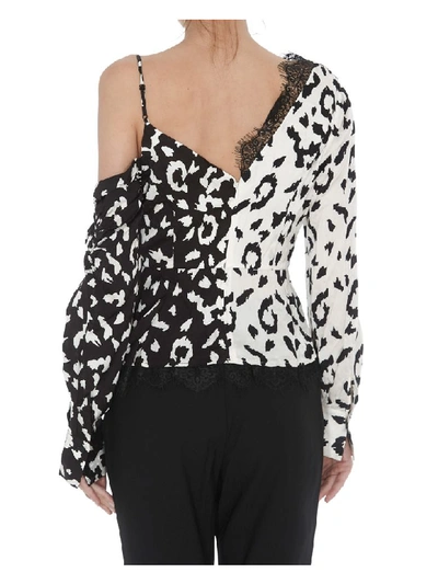 Shop Self-portrait Cropped Animalier Top In White