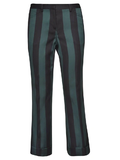 Shop N°21 Striped Cropped Trousers In Black/green