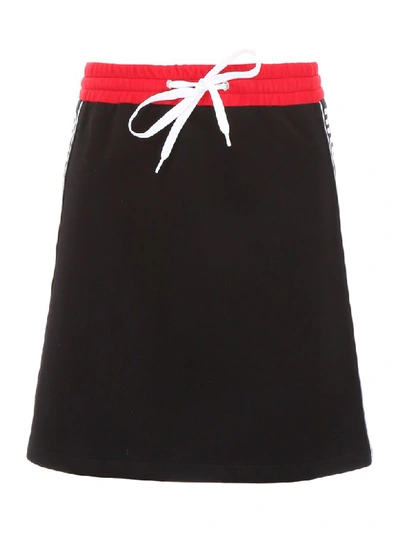 Shop Miu Miu Mini Skirt With Logo Piping In Nero (black)