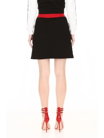 Shop Miu Miu Mini Skirt With Logo Piping In Nero (black)