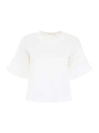 Shop See By Chloé Ruffled T-shirt In Bianco (white)