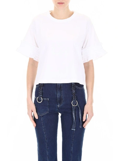 Shop See By Chloé Ruffled T-shirt In Bianco (white)
