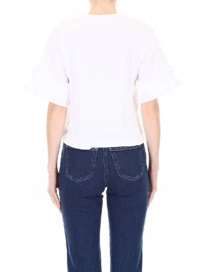 Shop See By Chloé Ruffled T-shirt In Bianco (white)