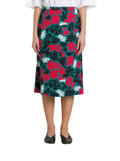 Shop Marni Botanical-print A-line Skirt In Multi