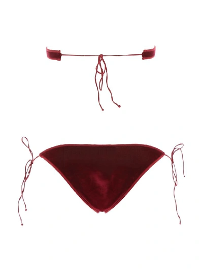 Shop Oseree Bikini With Lace In Bordeaux (red)