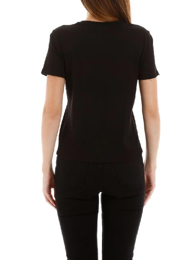 Shop Michael Michael Kors Leopard Print Logo T-shirt In Black (metallic)