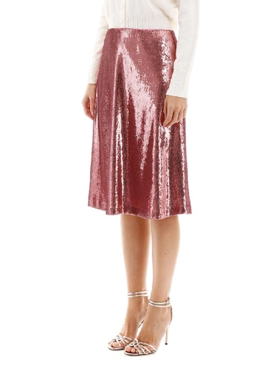 Shop Hvn Sequins Viona Skirt In Pink Sequins (pink)