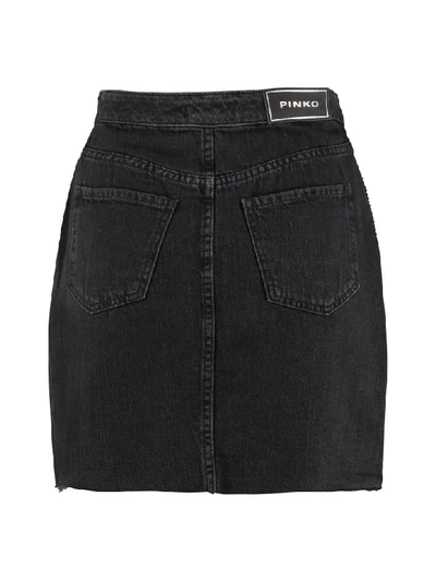 Shop Pinko Etta Denim Mini Skirt In Black