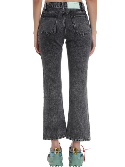 Shop Off-white Dark Crop Jeans In Grey Denim