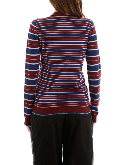 Shop Marni Striped Cardigan In Ruby (blue)