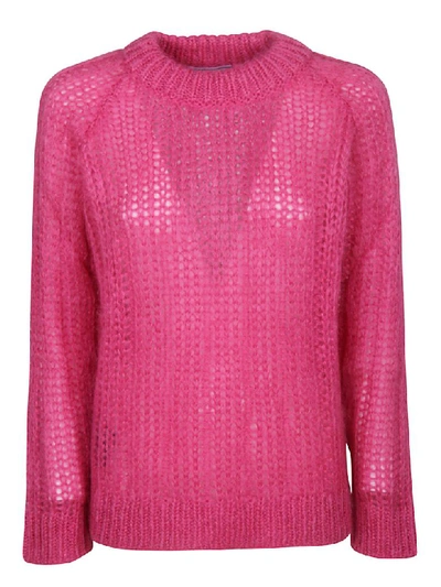 Shop Prada See-through Sweater In Fuchsia