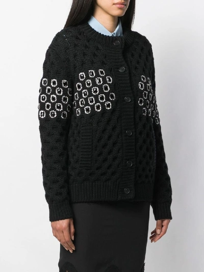 Shop Prada Cardigan Wool In Nero