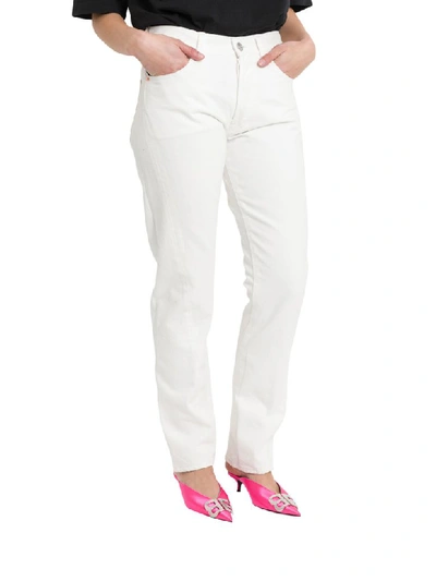 Shop Balenciaga Twisted Leg Jeans In Stonewashed White Denim In Bianco