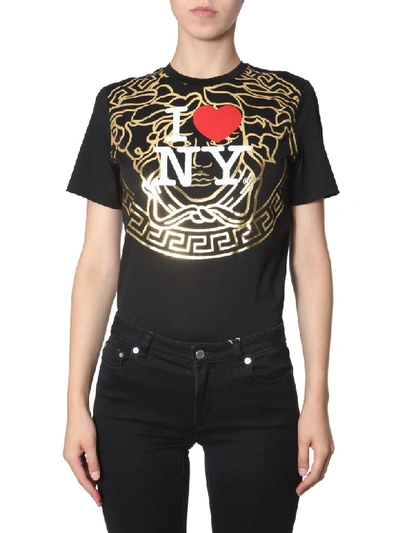 Shop Versace T-shirt With I Love Ny Print In Nero