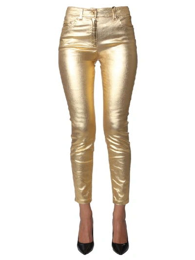 Shop Moschino Bull Trousers In Oro