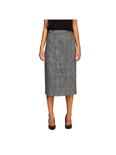 Shop Ermanno Scervino Skirt In Prince Of Wales Fabric In Black