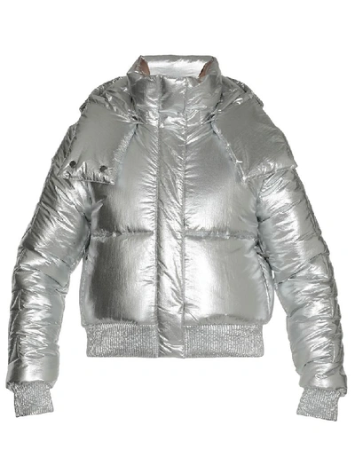 Shop Off-white Silver Padded Coat In Silver Silver