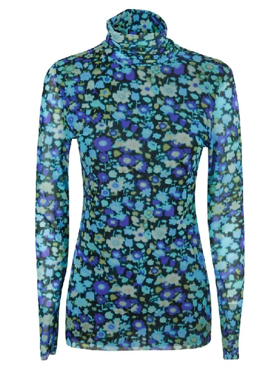 Shop Ganni Printed Top In Blu