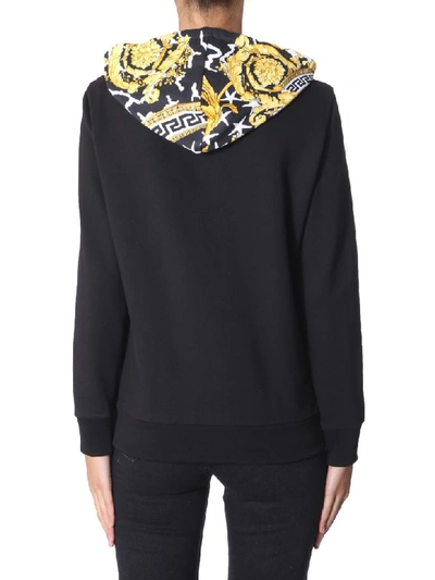 Shop Versace Zip Sweatshirt In Nero