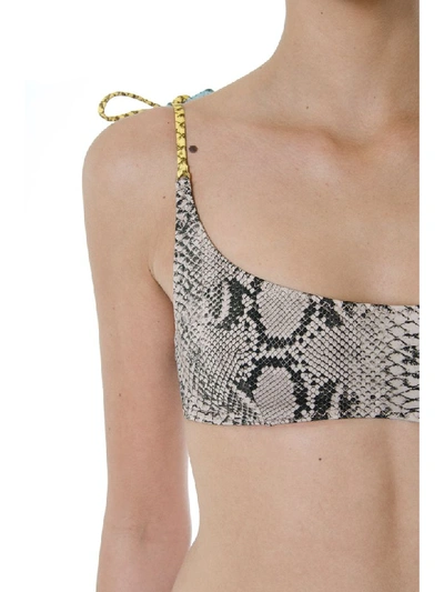 Shop Stella Mccartney Top Bikini Rock Python Print Textile Swimsuit In Brown