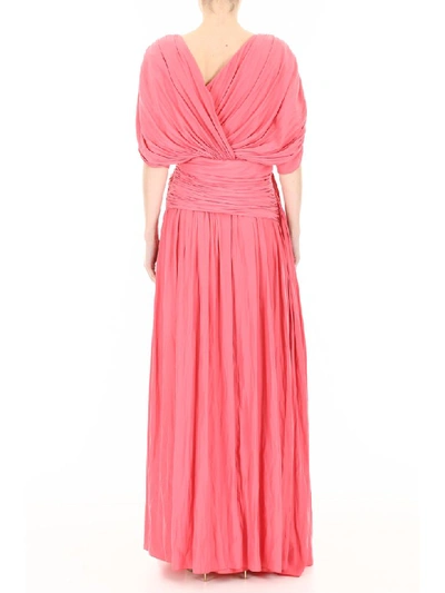 Shop Lanvin Long Silk Dress In Pink (pink)