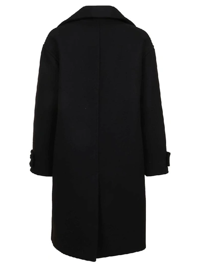 Shop Kenzo Cocoon Coat Double Breasted In Black