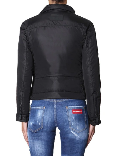 Shop Dsquared2 Down Jacket With Logo Band In Nero