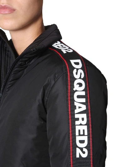 Shop Dsquared2 Down Jacket With Logo Band In Nero