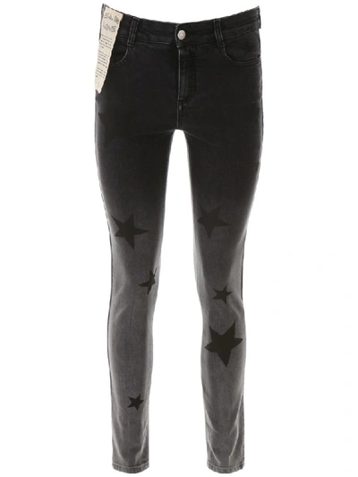 Shop Stella Mccartney Skinny Jeans With Star Print In Grey Degrade (black)