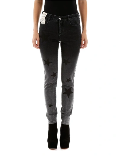 Shop Stella Mccartney Skinny Jeans With Star Print In Grey Degrade (black)