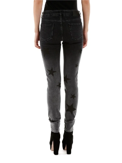 Shop Stella Mccartney Skinny Jeans With Star Print In Grey Degrade (black)