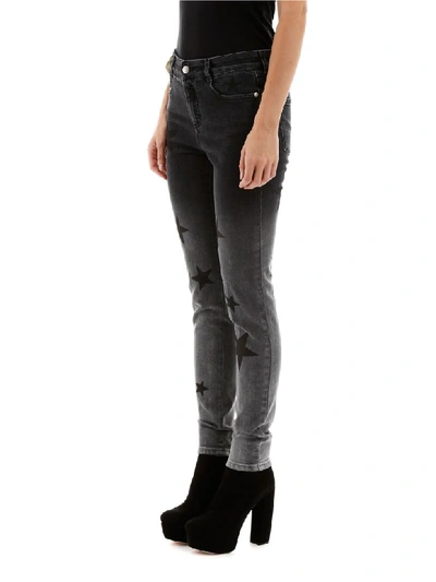 Shop Stella Mccartney Skinny Jeans With Star Print In Grey Degrade (black)