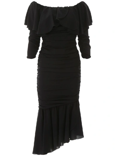 Shop Dolce & Gabbana Draped Dress In Nero (black)