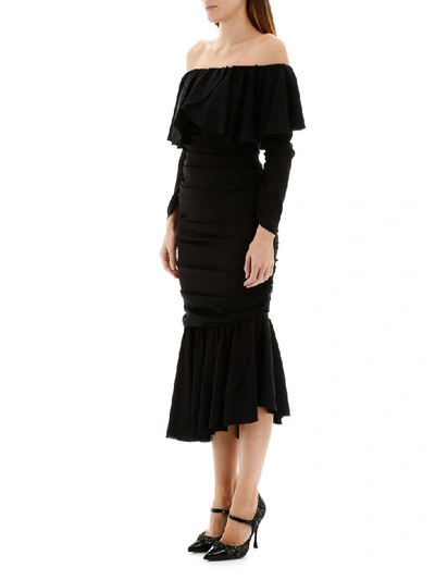 Shop Dolce & Gabbana Draped Dress In Nero (black)