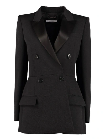 Shop Givenchy Satin Details Wool Blazer In Black