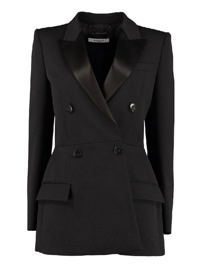 Givenchy Double-breasted Satin-trimmed Wool-blend Twill Blazer In Black