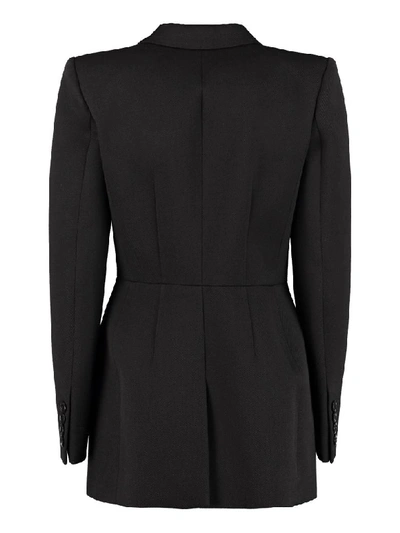 Shop Givenchy Satin Details Wool Blazer In Black