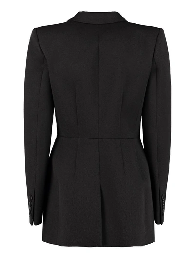 Givenchy Double-breasted Satin-trimmed Wool-blend Twill Blazer In Black