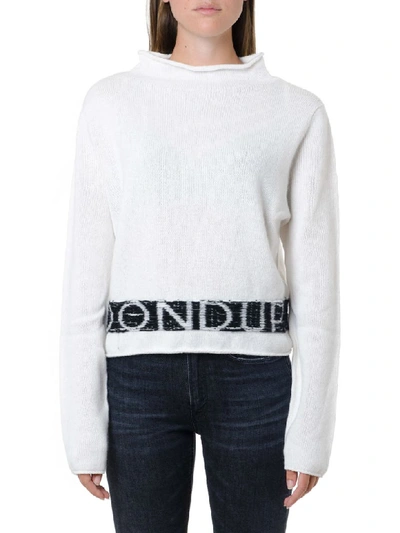 Shop Dondup White & Black Wool-cashmere Blend Jumper
