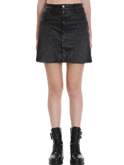 Shop Amiri Western Mini Skirt In Black Denim