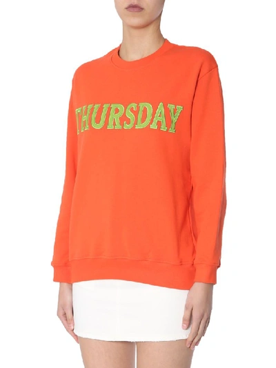 Shop Alberta Ferretti Crew Neck Sweatshirt In Arancione