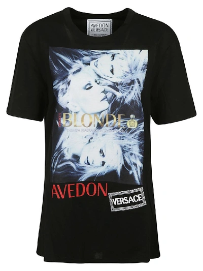 Shop Versace Printed T-shirt In Black