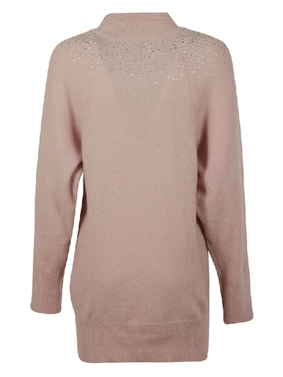 Shop Blumarine Crystal Embellished Oversize Sweater In Pink