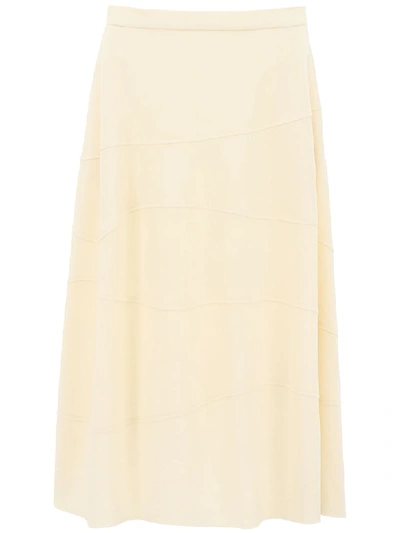 Shop Jil Sander Wool Skirt In Naturalbeige (white)